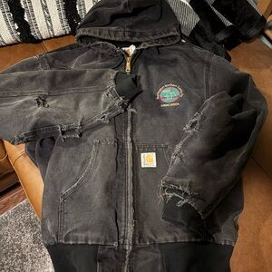 Carhartt Black Distressed Hooded Jacket